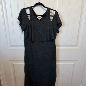 Jessica Simpson Charcoal Cold Shoulder Maxi Dress